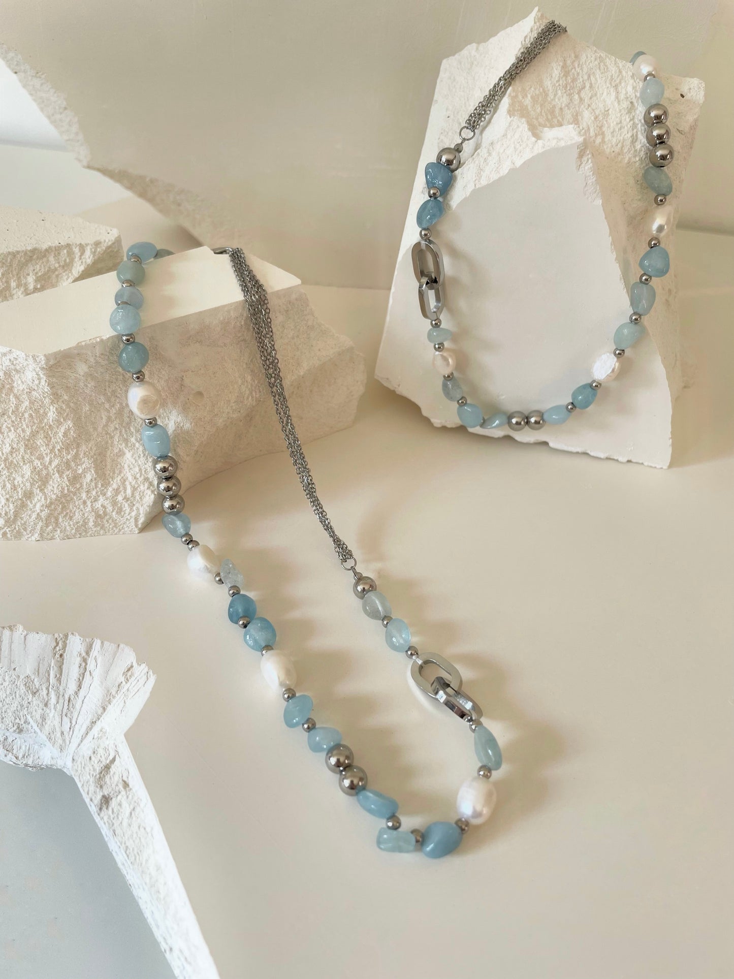 Collier Pearl - Aigue marine