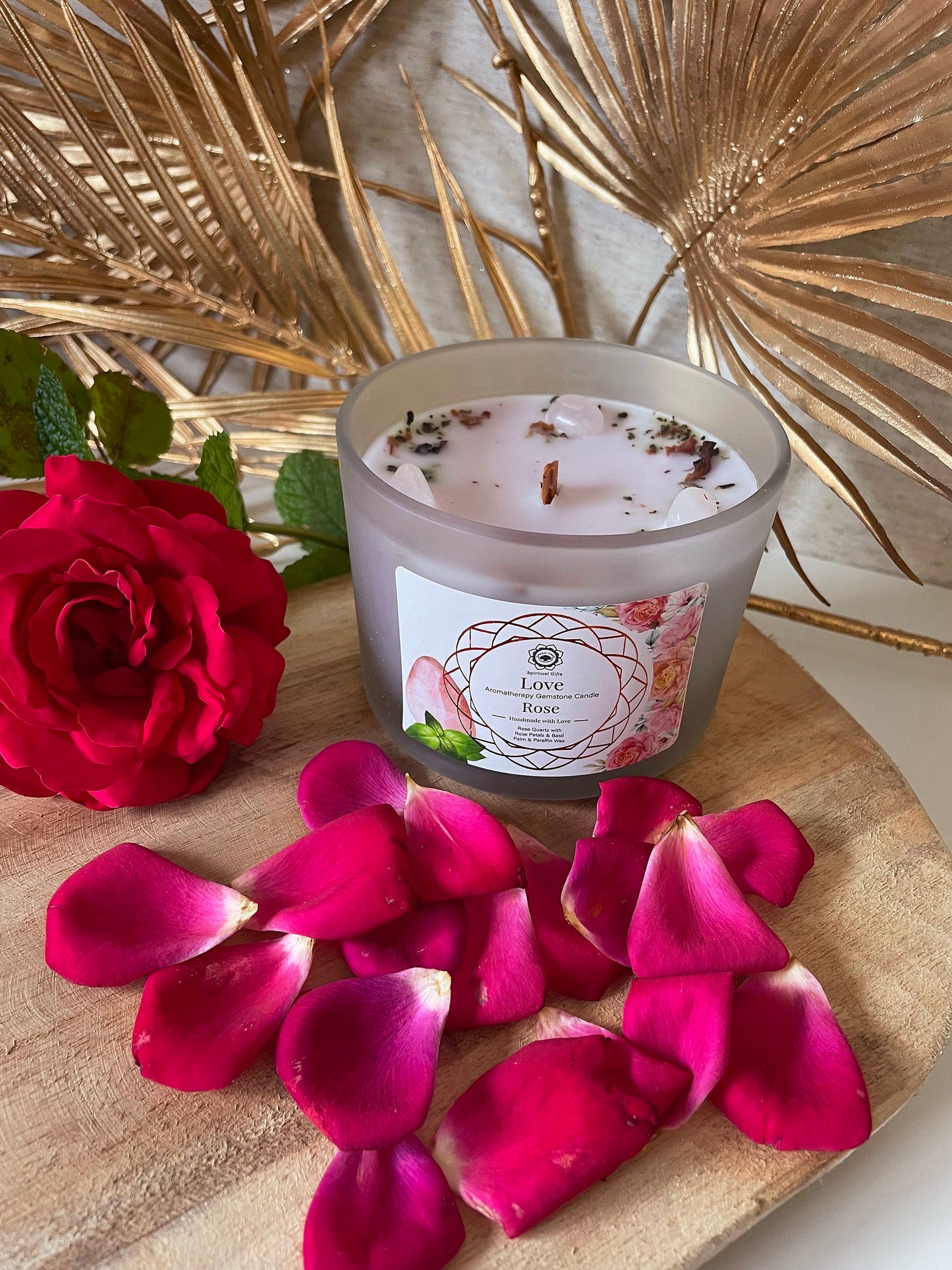 Bougie Green Tree 'Amour' Quartz Rose + Rose 256g