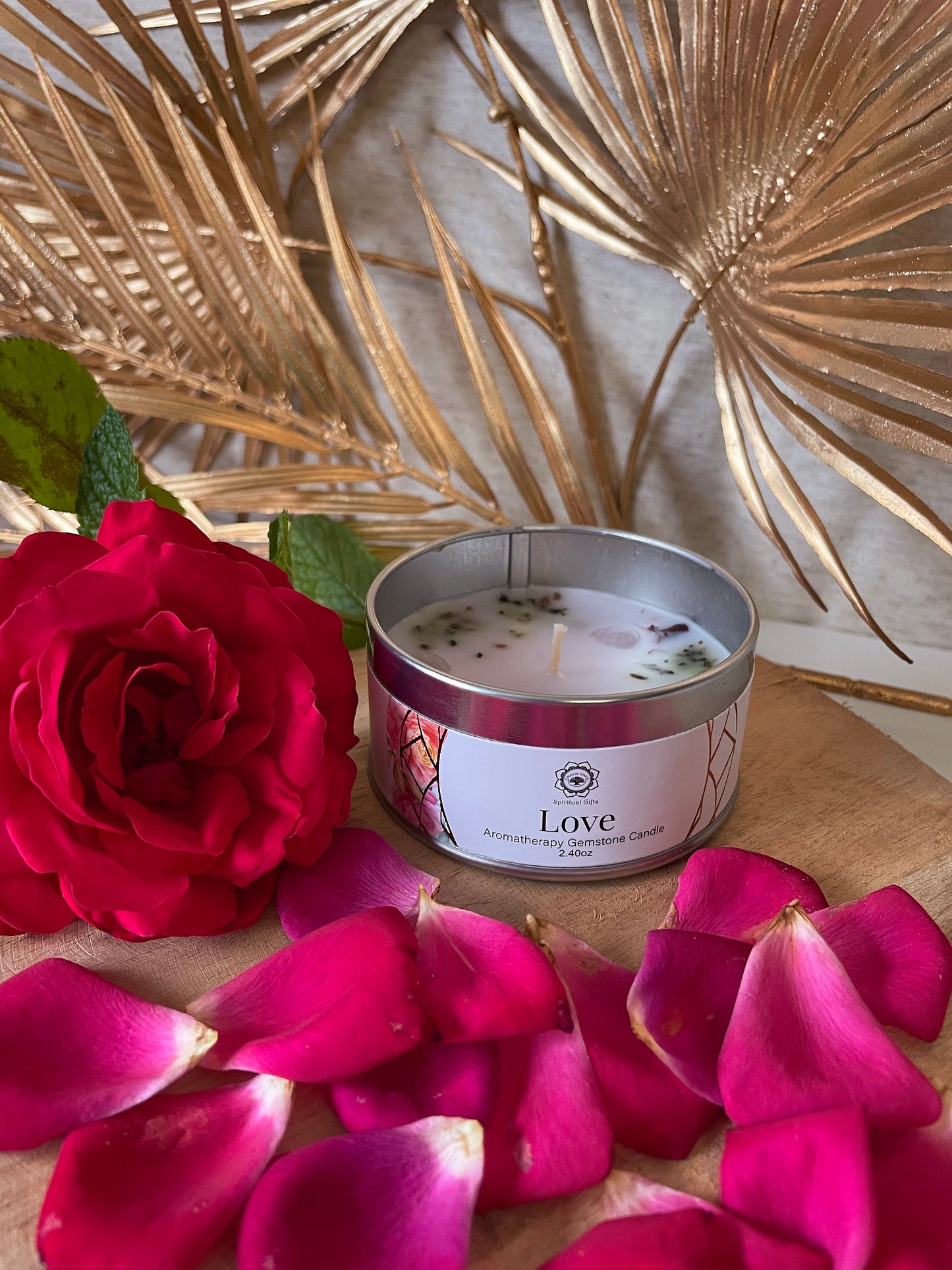 Bougie Green Tree 'Amour' Quartz Rose + Rose 70g