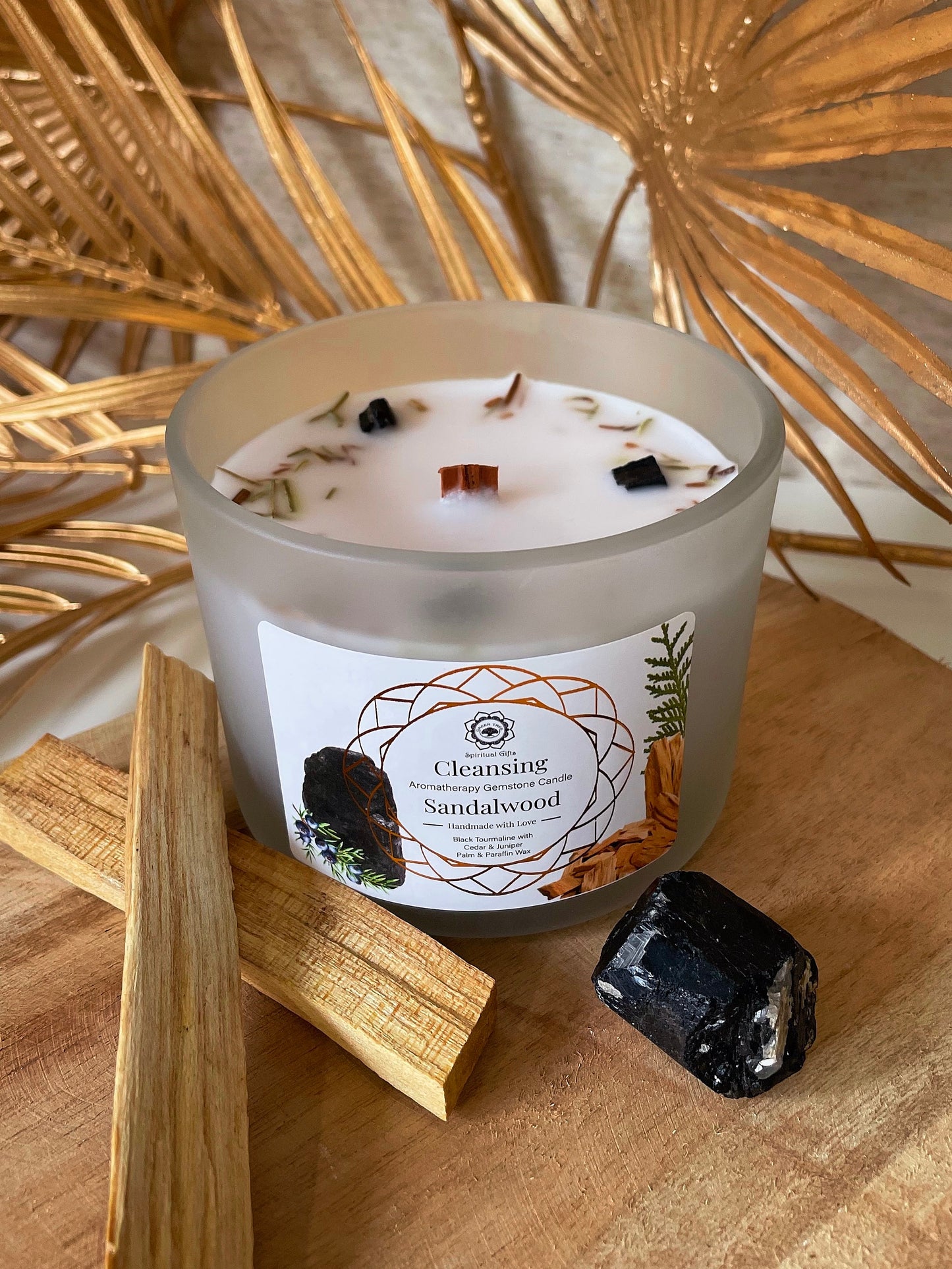 Bougie Green Tree 'Nettoyage' Tourmaline Noire + Santal 256g