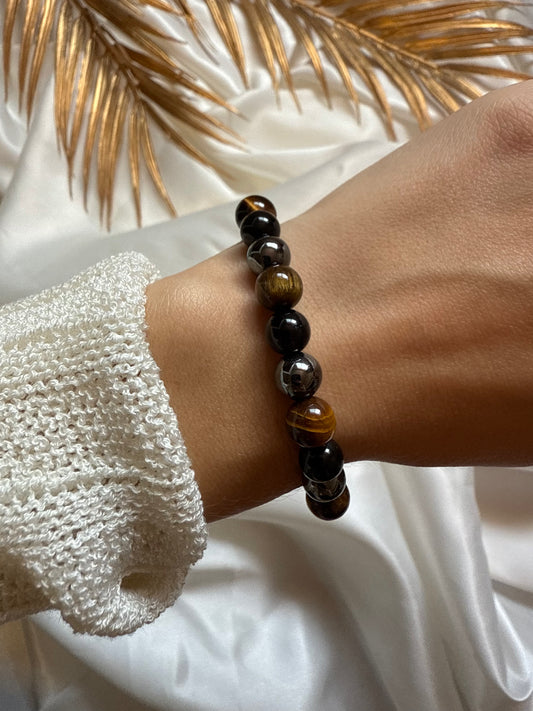 Bracelet - Hematite, Oeil de Tigre & obsidienne