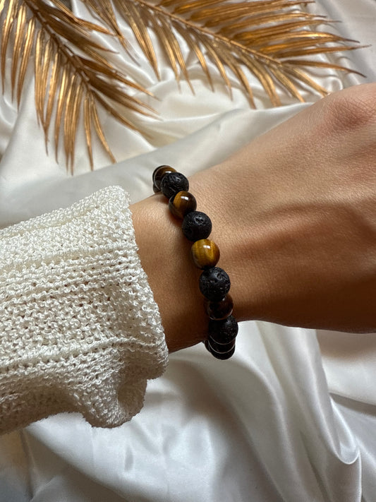 Bracelet - Pierre de lave & Oeil de Tigre