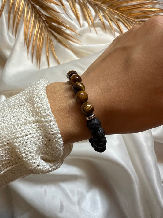 Bracelet - Pierre de lave & Oeil de Tigre