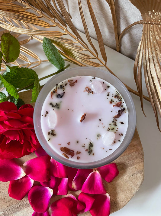 Bougie Green Tree 'Amour' Quartz Rose + Rose 256g