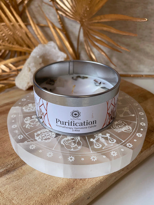 Bougie Green Tree 'Purification' Sélénite + Sauge blanche 70g