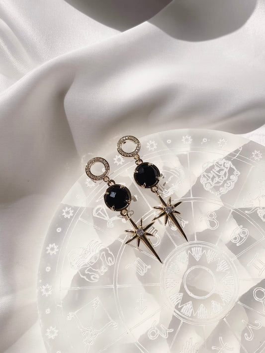 Boucles d'oreilles Estrella - Obsidienne